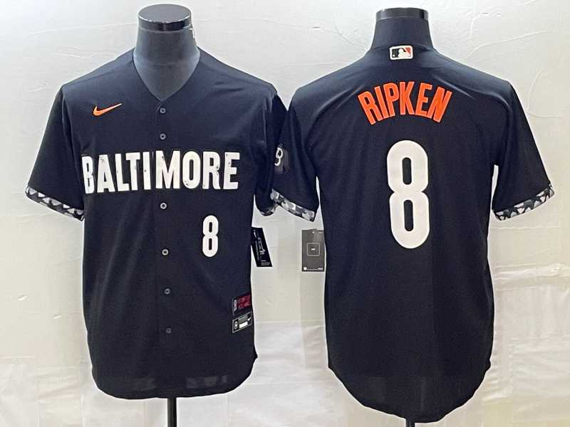 Men%27s Baltimore Orioles #8 Cal Ripken Jr Number Black 2023 City Connect Cool Base Stitched MLB Jerseys->baltimore orioles->MLB Jersey